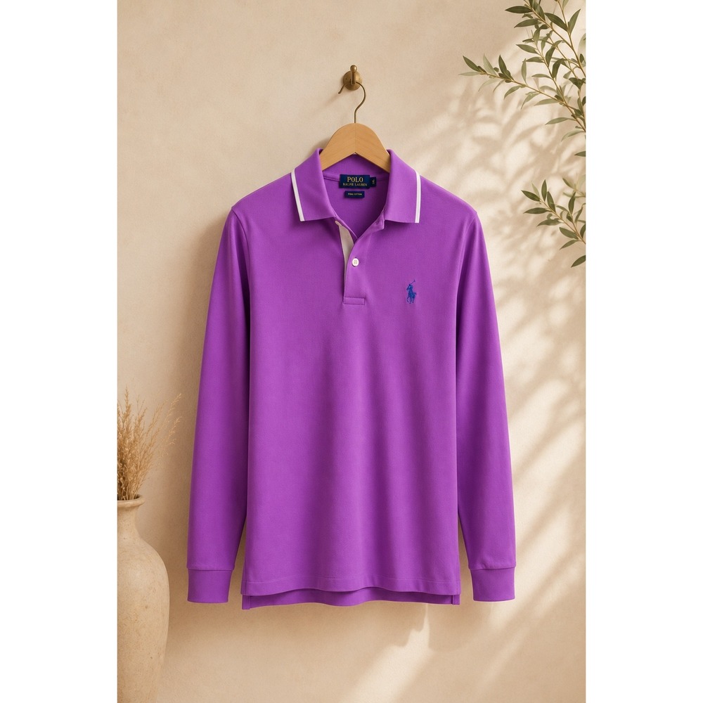Polo Golf Ralph Lauren Purple Long Sleeve Tailored Fit‎ Polo Shirt Size M NWOT